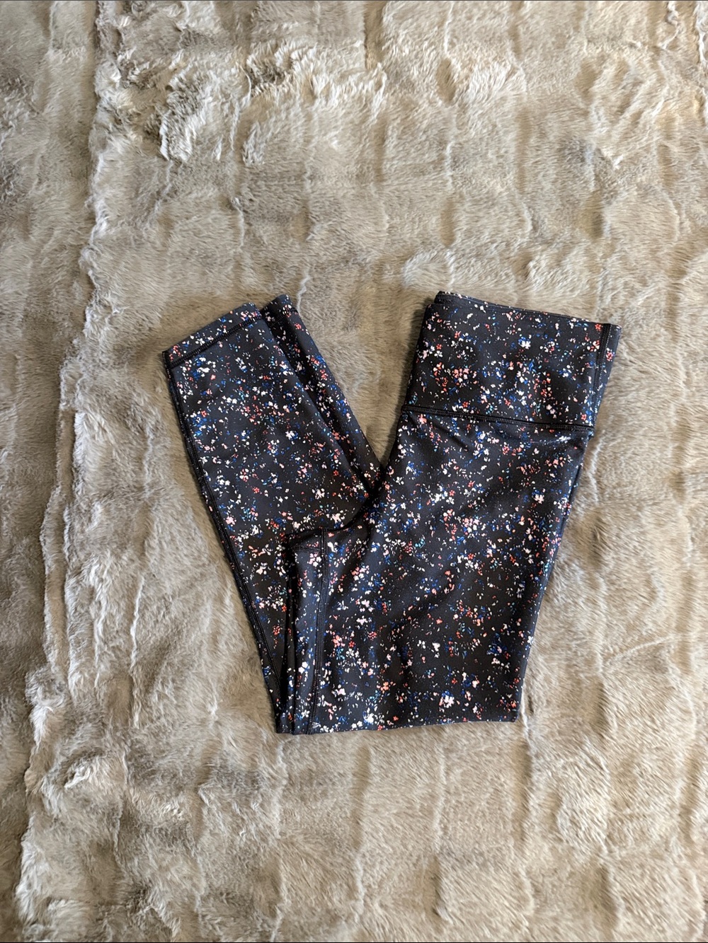 GAP Black Leggings with Multicolor Floral Speckle